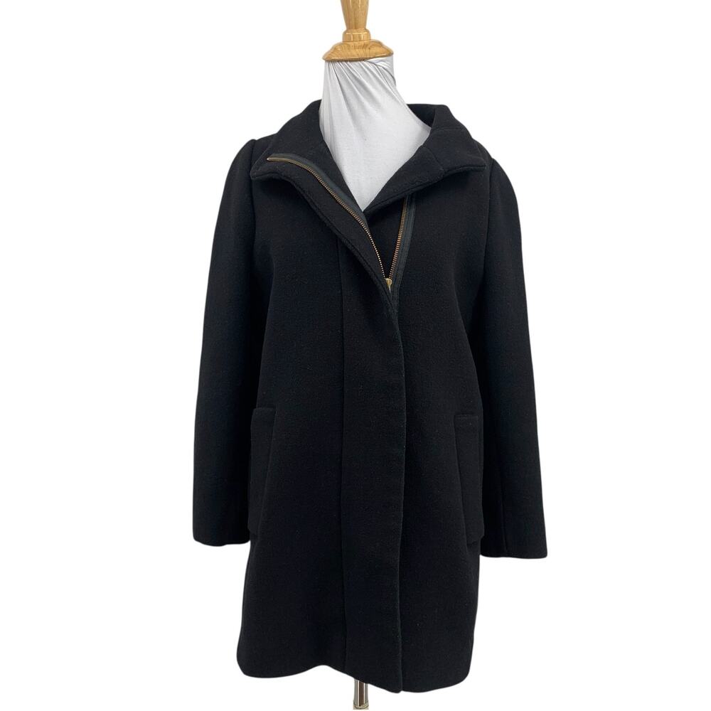 J Crew Coat Womens 4 Black Mercantile City High Collar Wool Blend Cocoon Jacket